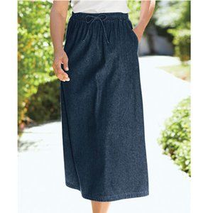 Blair Drawstring Denim Skirt in Indigo Denim Sz 2XL
